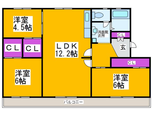 ヴィラナリー狭山8号棟の物件間取画像